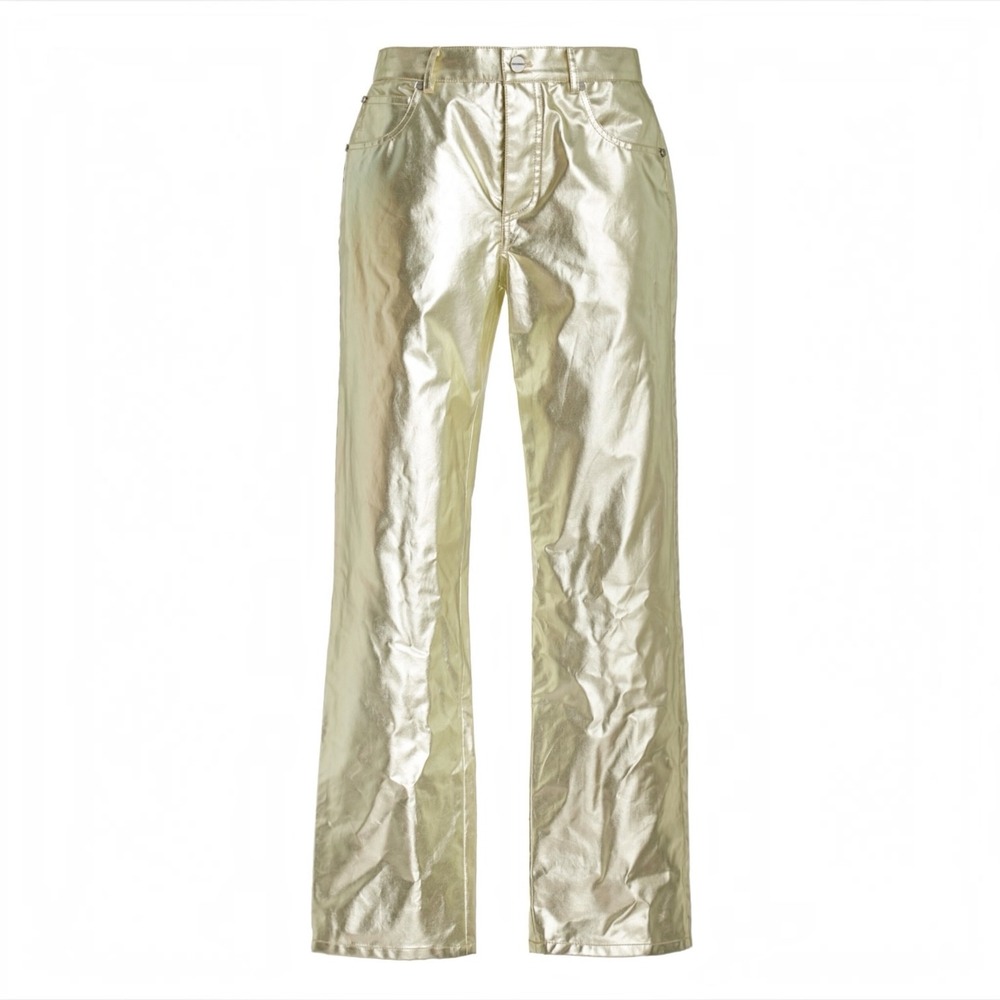 NWT TWP Pony Boy Light Gold Metallic Straight Leg Jeans 29 Statement Pants